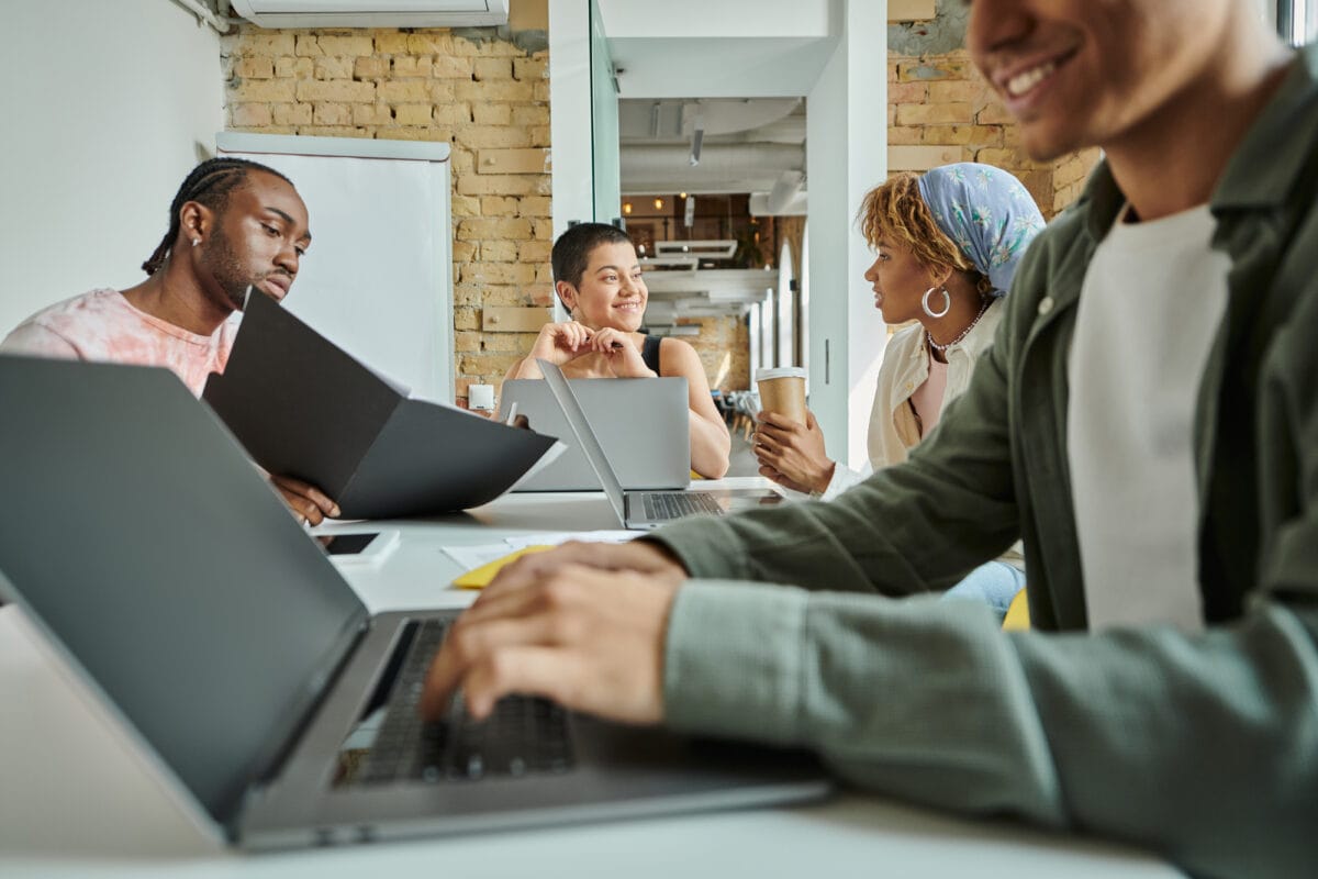 people working at a table